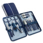 Professional 19-Piece Grooming Kit – Complete Stainless Steel Tools for Manicure & Pedicure – Includes Nail Clippers and Portable Storage – Perfect Gift Option - Kit Manicure Masculino Completo - Aço Inoxidável