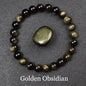 Men's Premium Natural Semi-Precious Stone Bracelet - Eye Colors Energy Collection - Bracelete Premium de Pedras Semi-Preciosas - Coleção Cores dos Olhos: Onyx, Obsidian, Jadeite, Tea-Crystal, Amazonite, Aquamarine
