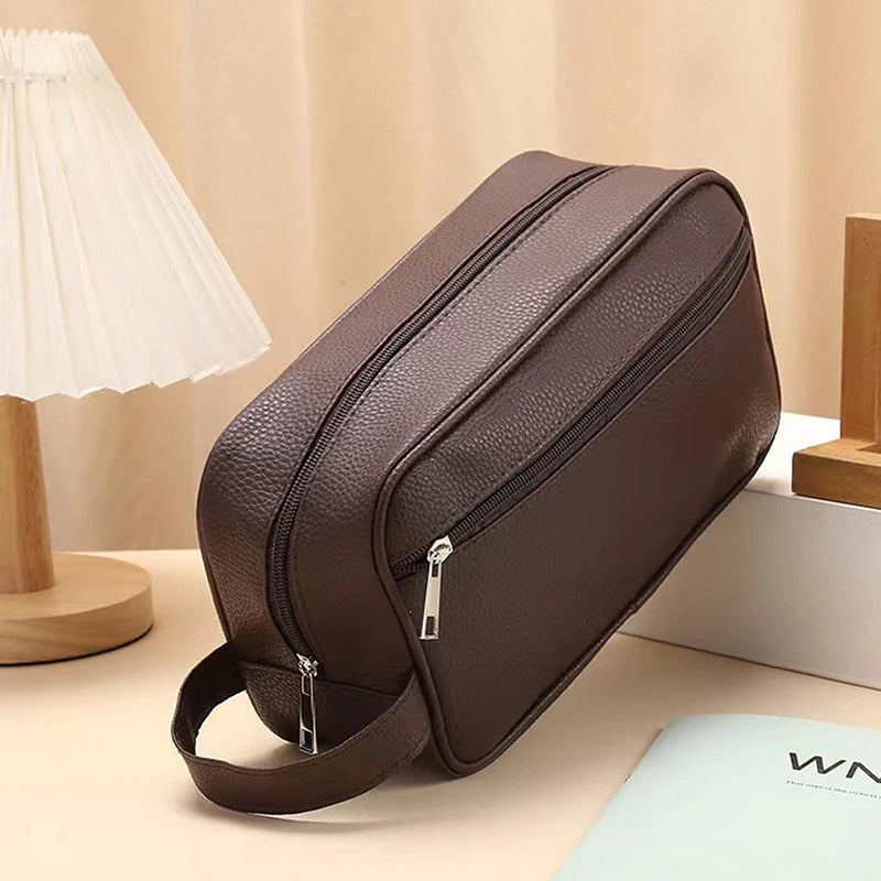 Synthetic Leather Men's Office-Toiletry Private Hand Bag. Necessaire Masculina Couro Sintético À Prova D'Água Alta Qualidade - Para Toiletries e Escritório.