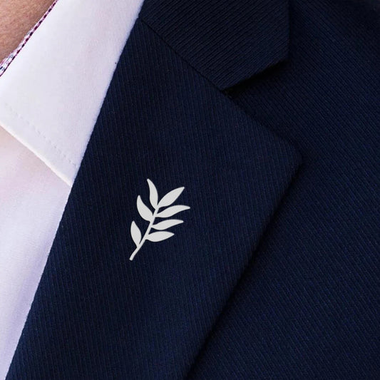 Bulk Elegant Men's Collar Pins – Trendy Olive Twig Boutonnières – Polished Steel Decorative Badges – Stylish Giftable Jewelry -Alfinetes Elegantes de Colarinho Masculino – Broches Modernos de Ramo de Oliveira – Aço Inoxidável – Joia Masculina