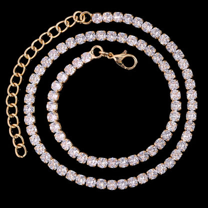 Link Chain – Rhinestone Miami Hip Hop Necklace for Men - Corrente Cuban 2 Fileiras com Strass – Estilo Miami Hip Hop