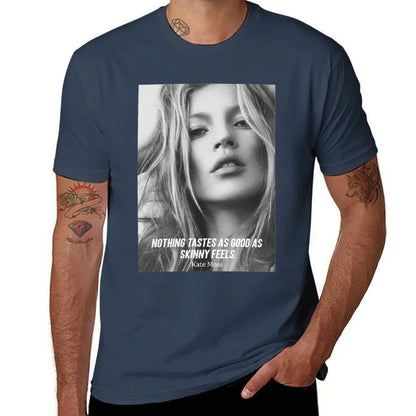 Kate Moss Famous Skinny Quote T-Shirt Vintage / Famosa Frase-Magreza: Camisa Kate Moss - Algodão