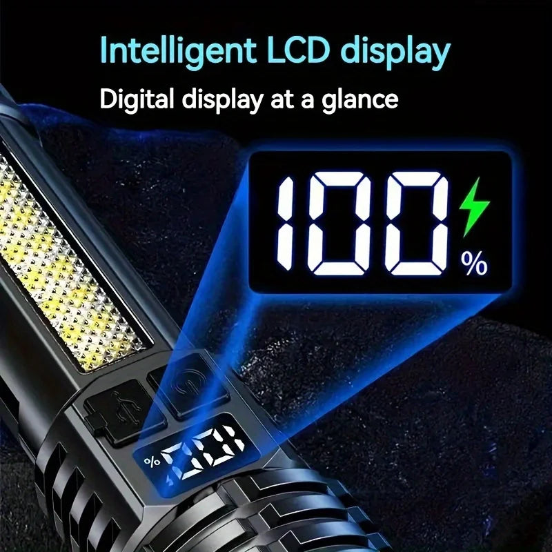 Long-Range LED Lantern – Rechargeable with Dual Light Modes for Outdoor Use - Lanterna LED Recarregável de Alta Potência – Luz Lateral e Alcance Longo | Ideal para Camping e Trilhas