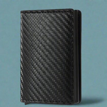 Minimalist Metal Wallet - Carteira Slim Pop-Up de Fibra de Carbono Masculina RFID Minimalista Preta