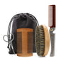 Beard Brush Set Kit - Face Hair Style - Quality Wood - Kit Amadeirado Portátil de Barba-Bigode Vintage - 2 Versões: Navalha/Pincel