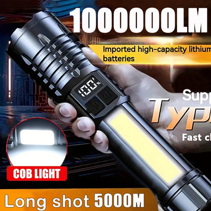 Long-Range LED Lantern – Rechargeable with Dual Light Modes for Outdoor Use - Lanterna LED Recarregável de Alta Potência – Luz Lateral e Alcance Longo | Ideal para Camping e Trilhas