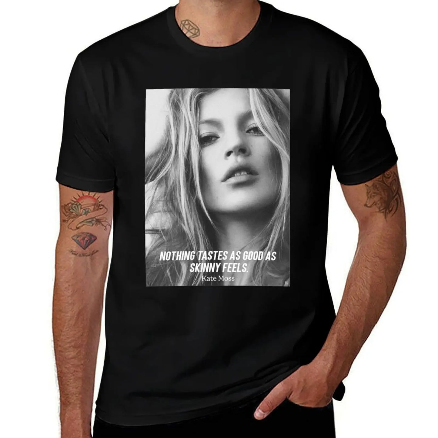 Kate Moss Famous Skinny Quote T-Shirt Vintage / Famosa Frase-Magreza: Camisa Kate Moss - Algodão