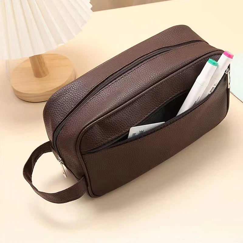 Synthetic Leather Men's Office-Toiletry Private Hand Bag. Necessaire Masculina Couro Sintético À Prova D'Água Alta Qualidade - Para Toiletries e Escritório.