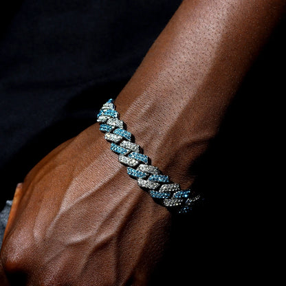 Link Cuban Chain Bracelets for Men Rhinestones Miami Hip Hop Jewelry  - Estilo Miami Hip Hop Pulseira Diamante Artificial Estruturada Fortificada