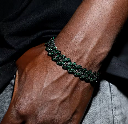 Link Cuban Chain Bracelets for Men Rhinestones Miami Hip Hop Jewelry  - Estilo Miami Hip Hop Pulseira Diamante Artificial Estruturada Fortificada