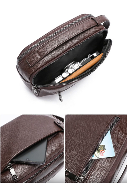 Genuine Leather Black or Brown Handbag Men's. Necessaire Masculina - Alta Qualidade - Couro genuíno - Casual.