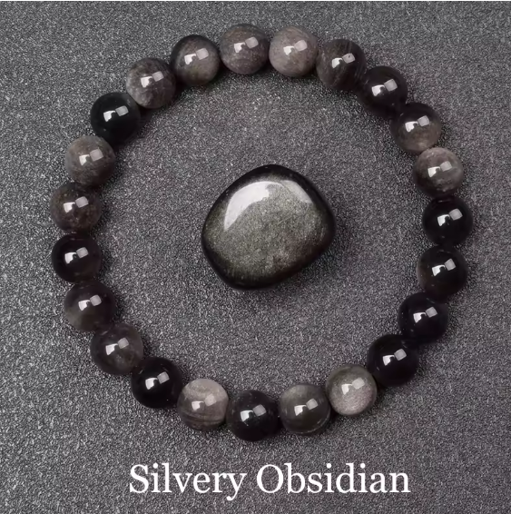 Men's Premium Natural Semi-Precious Stone Bracelet - Eye Colors Energy Collection - Bracelete Premium de Pedras Semi-Preciosas - Coleção Cores dos Olhos: Onyx, Obsidian, Jadeite, Tea-Crystal, Amazonite, Aquamarine