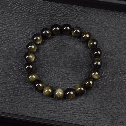 Men's Premium Natural Semi-Precious Stone Bracelet - Eye Colors Energy Collection - Bracelete Premium de Pedras Semi-Preciosas - Coleção Cores dos Olhos: Onyx, Obsidian, Jadeite, Tea-Crystal, Amazonite, Aquamarine