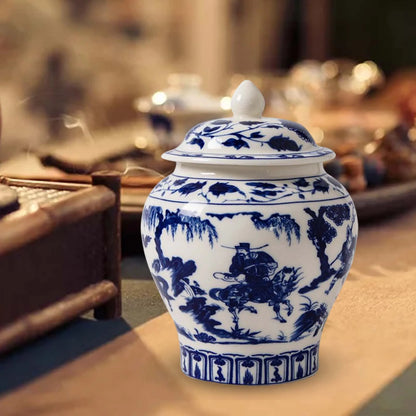 Chinese Ceramic Ginger Jar Decorative Blue and White Flower Vase - Jarro Azul e Branco de Porcelana Chinesa Tradicional Qinghua