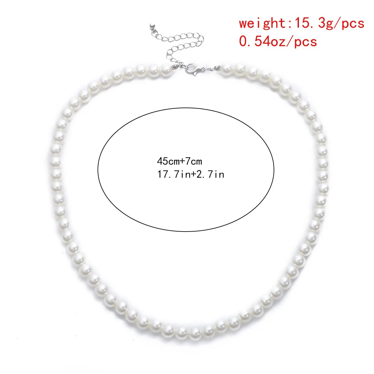 Classic Imitation-Pearl Beaded Choker Necklace for Men - Colar Básico de Pérolas Artificiais