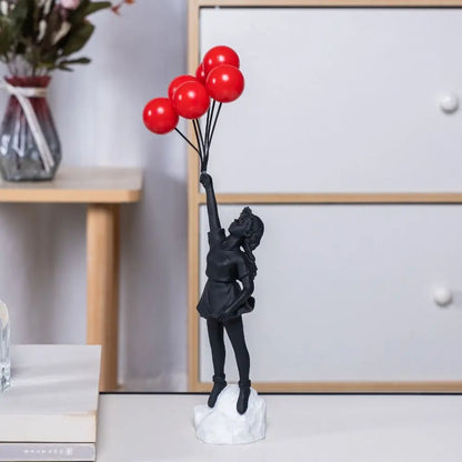 Art Replica Banksy Sculpture Flying Balloon to Home-Office - Replica Célebre do Artista Britânico Bansky - Peça de Arte Versão: Balão Voador
