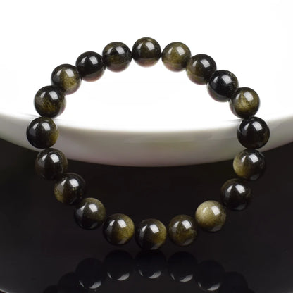 Men's Premium Natural Semi-Precious Stone Bracelet - Eye Colors Energy Collection - Bracelete Premium de Pedras Semi-Preciosas - Coleção Cores dos Olhos: Onyx, Obsidian, Jadeite, Tea-Crystal, Amazonite, Aquamarine