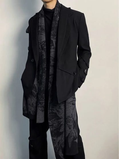 Cape-Scarf Dark Graphic Mystic Vibe -Winter Alternative Cashmere - Vintage Luxury - Capa-e-Echarpe com Estampa Obscura - Estilo Místico – Inverno em Cashmere-Alternativo  – Luxo Vintage