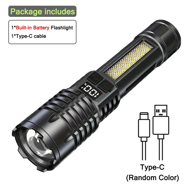 Long-Range LED Lantern – Rechargeable with Dual Light Modes for Outdoor Use - Lanterna LED Recarregável de Alta Potência – Luz Lateral e Alcance Longo | Ideal para Camping e Trilhas