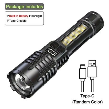 Long-Range LED Lantern – Rechargeable with Dual Light Modes for Outdoor Use - Lanterna LED Recarregável de Alta Potência – Luz Lateral e Alcance Longo | Ideal para Camping e Trilhas