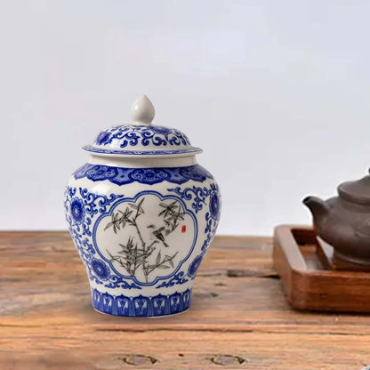 Chinese Ceramic Ginger Jar Decorative Blue and White Flower Vase - Jarro Azul e Branco de Porcelana Chinesa Tradicional Qinghua
