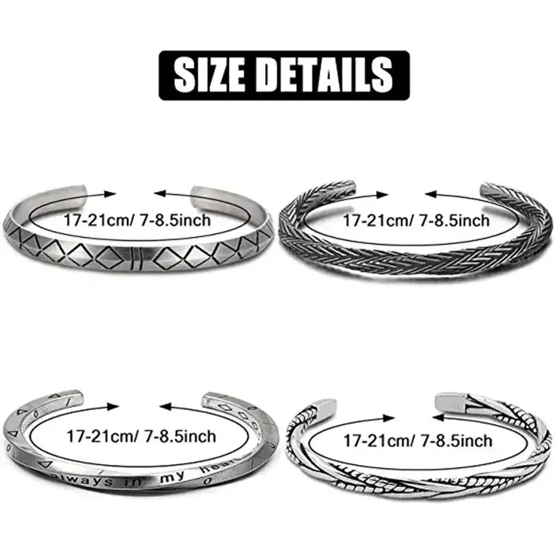 Bracelet - Stainless Steel - Delicate Silver/Black Jewelry - Braceletes Masculinos - Aço Inoxidável - Prata/Preto - Design Refinado
